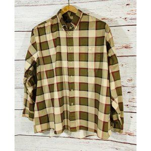 Trader Bay Mens Shirt Size XXL Button Front Plaid Long Sleeve 100% Heavy Cotton